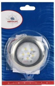 Luce di cortesia rotonda ghiera inox 6 LED blu 