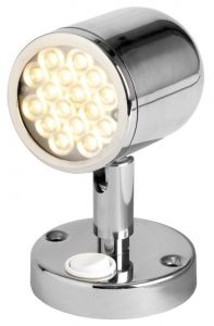 Faretto snodato con interruttore acciaio inox 