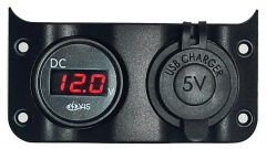 Voltometro 3/30 V con presa USB doppia 