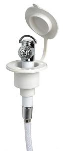 Doccetta a pulsante base bianca tubo PVC 4 m in piano