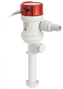 Rule tank aerator pump vertical outlet