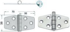 Cerniera inox 70x38 mm nodo sporgente