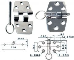 Cerniera inox 72x38,5 mm nodo sporgente