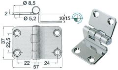 Cerniera inox 57x37 mm sbalzo di 15 mm