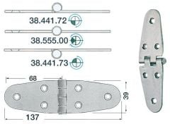 Cerniera inox 137x39 mm mezzo incasso