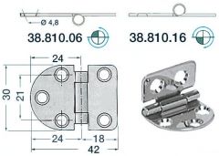 Cerniera inox 42x30 mm rovesciata