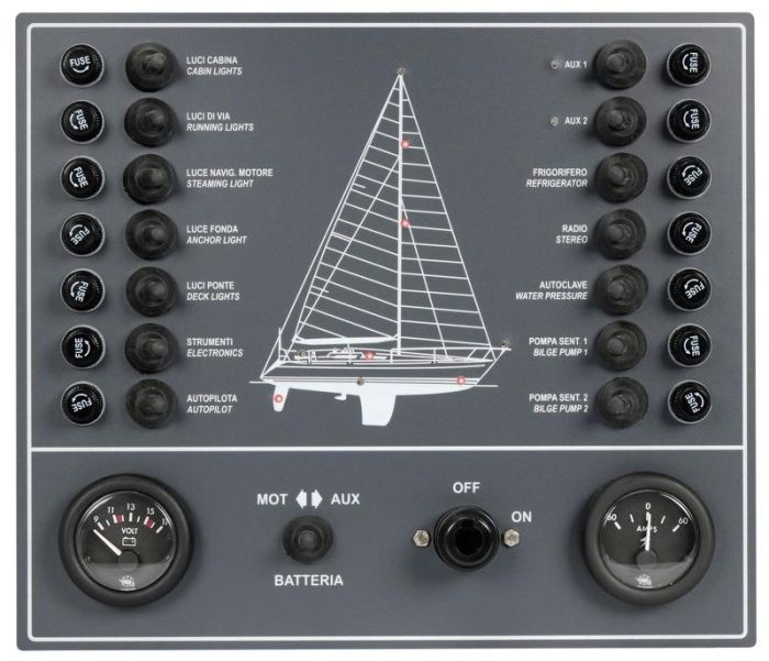 Electric control panel for sail boat 14 switches Osculati