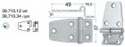 Cerniera a sbalzo sfilabile destra 65,5x37 mm