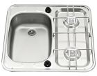 Lavello sinistro con 2 fuochi  inox piccolo 